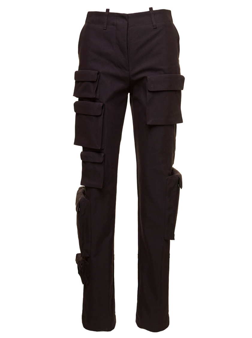 Off-white High Waist Straight Leg Cargo Pants In Brown