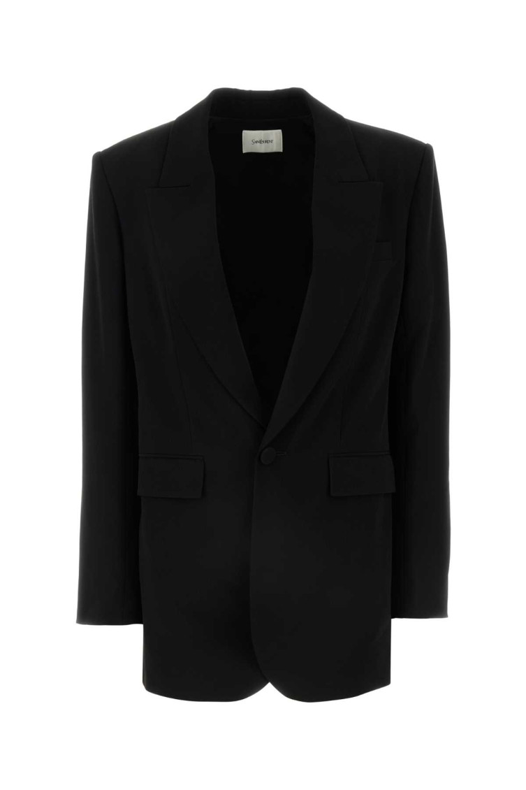 Saint Laurent Single-breasted Wool Blazer In Black