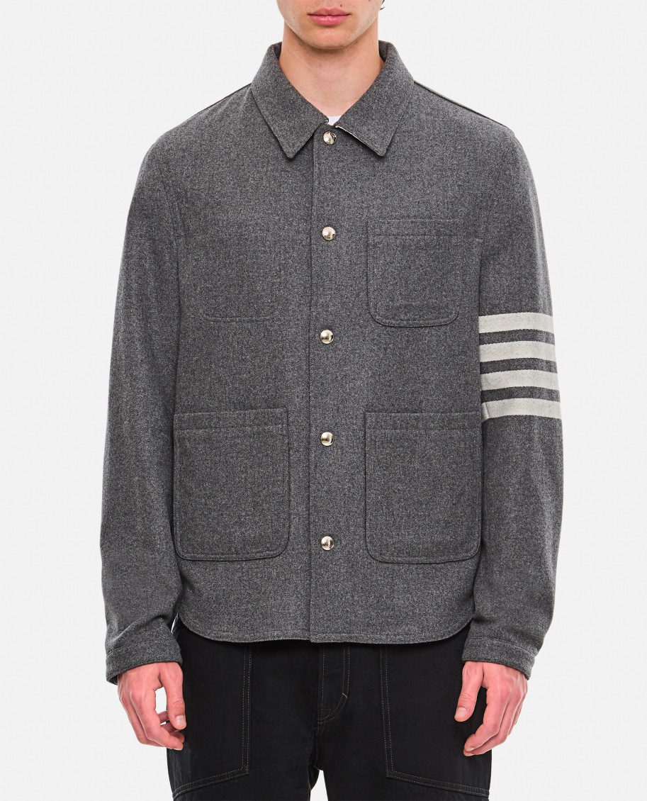 Shop Thom Browne Dark Grey Regular Fit Jacket
