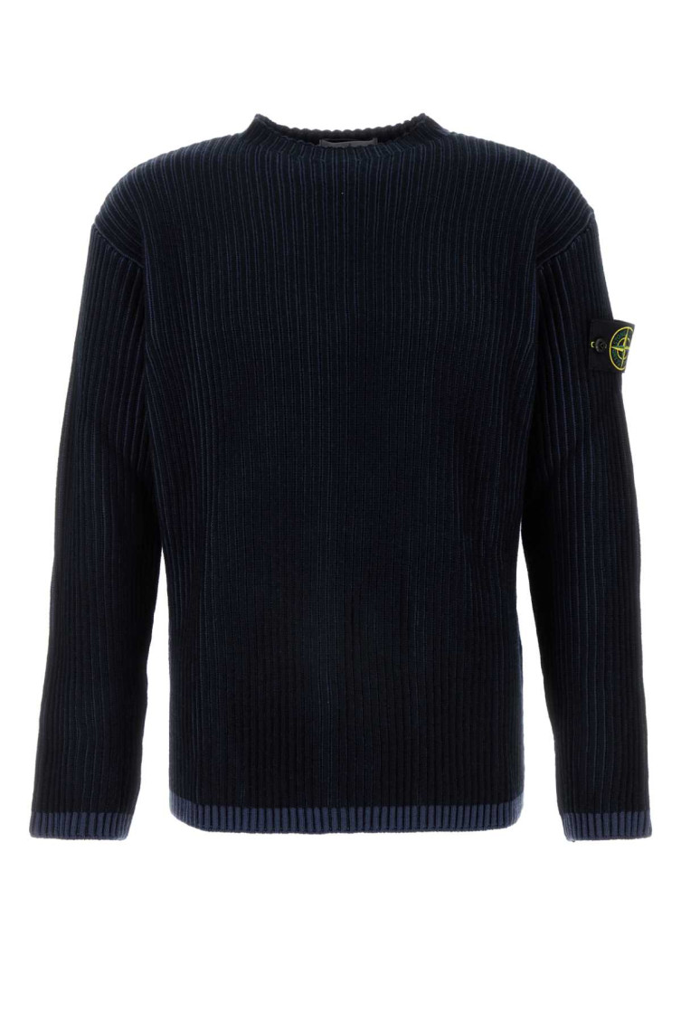 Shop Stone Island Dark Blue Logo Patch Sweater