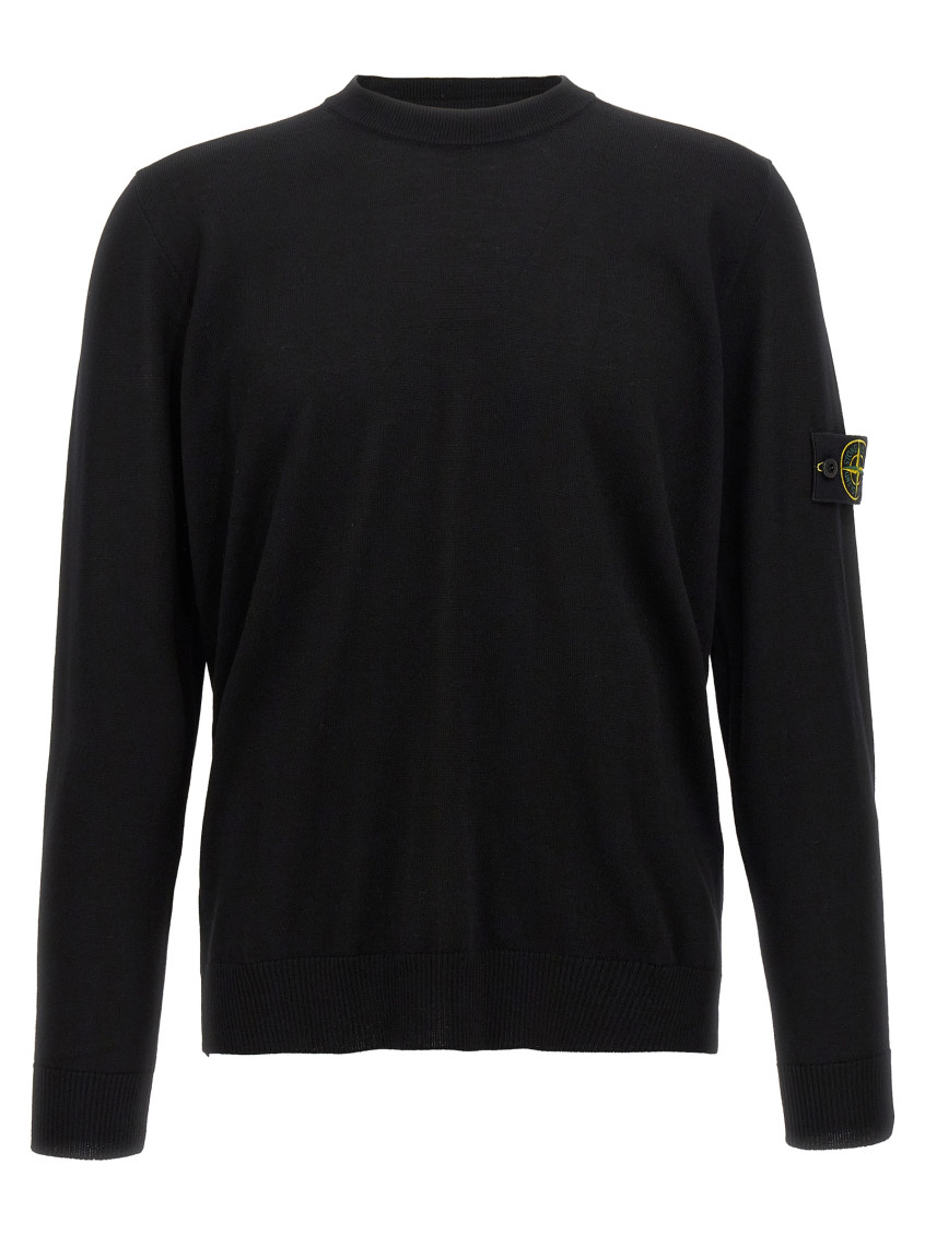 Shop Stone Island Black Logo Patch Sweater