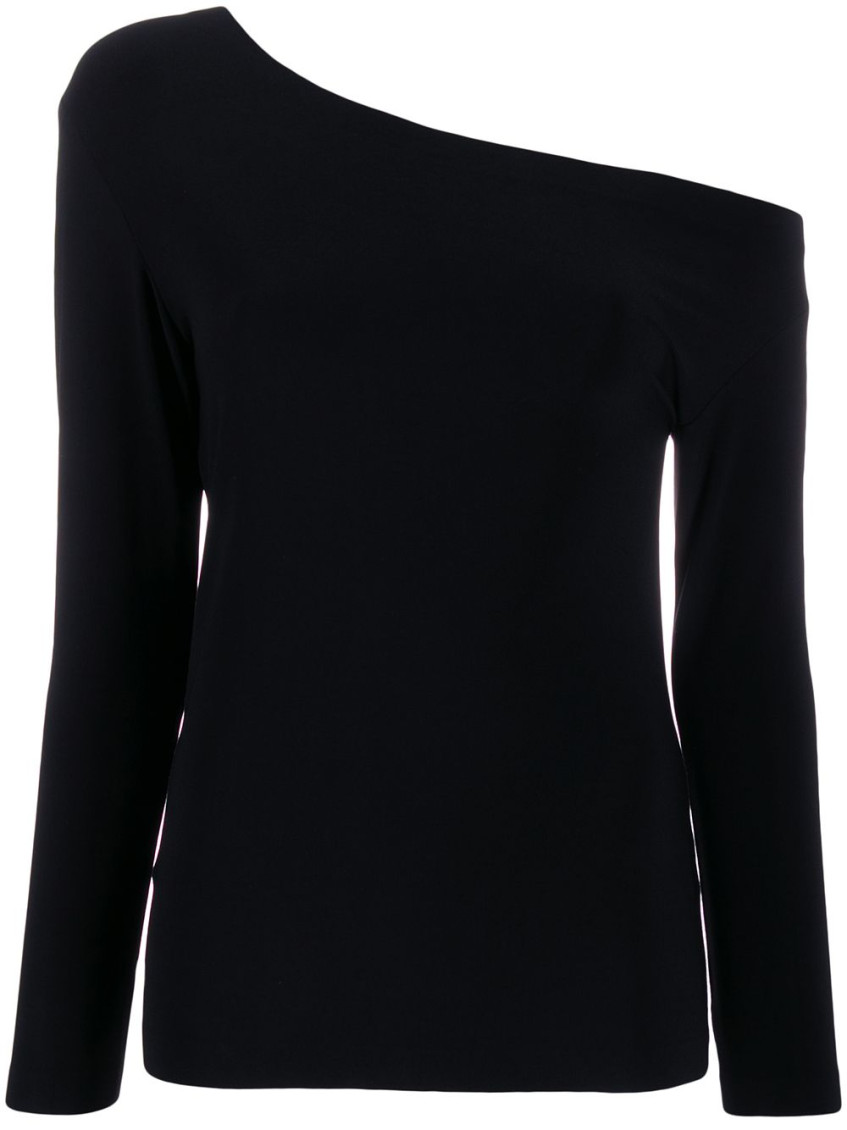 Norma Kamali Black Off-shoulder Top In Tech Fabric Stretch Woman In Black