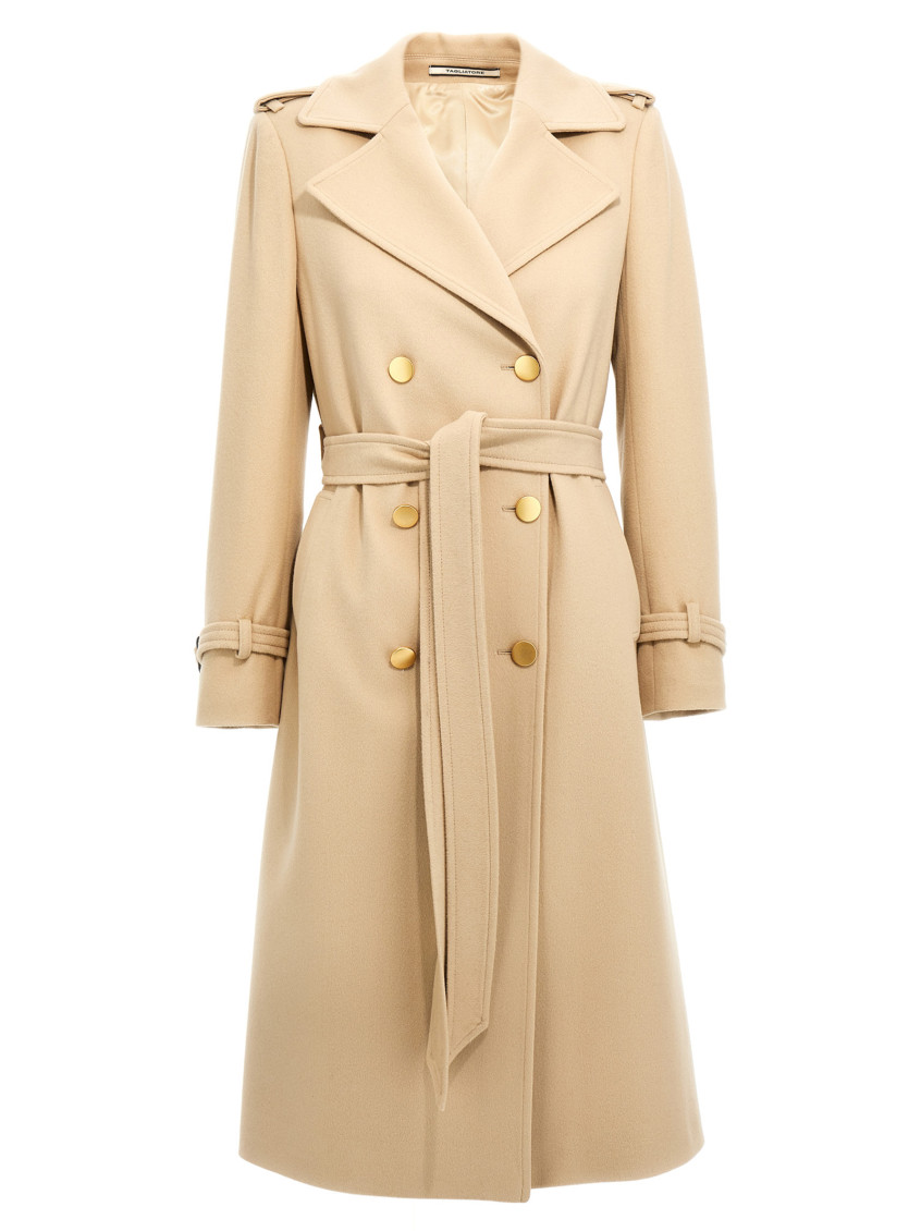 Tagliatore 'luanne' Belted Double-breasted Coat In Beige