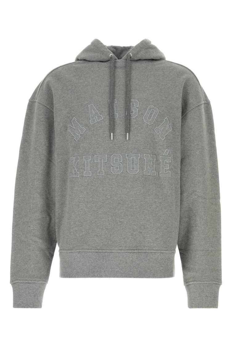 Shop Maison Kitsuné Grey Cotton Oversize Sweatshirt