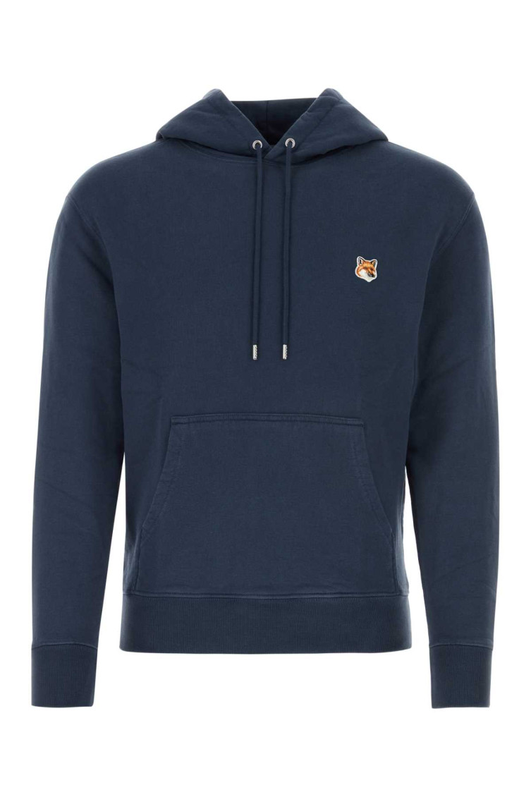 Shop Maison Kitsuné Navy Blue Cotton Sweatshirt