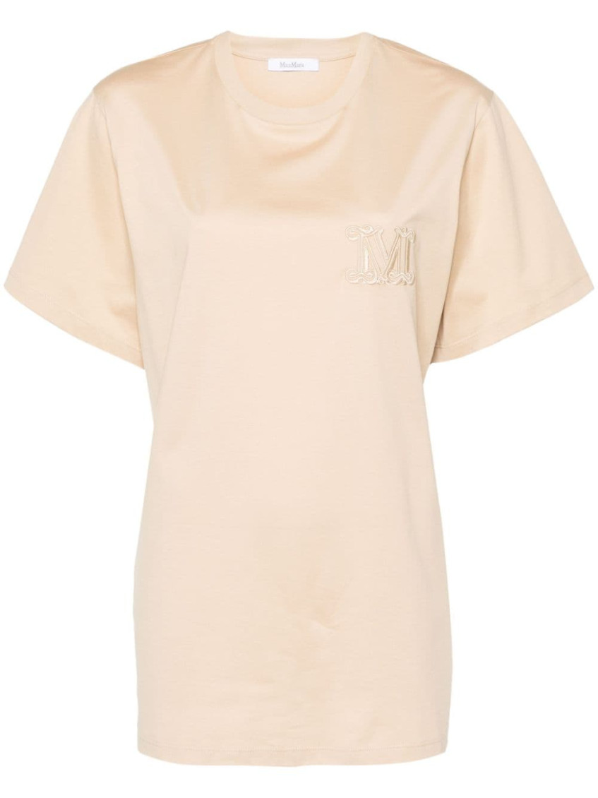 Max Mara Women Mango T-shirt With Embroidery In Beige