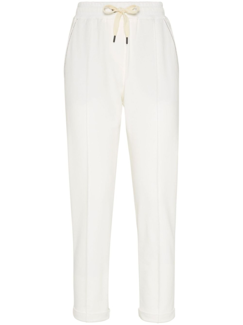 Brunello Cucinelli Slouchy Trousers In Cotton Gabardine And Linen In White