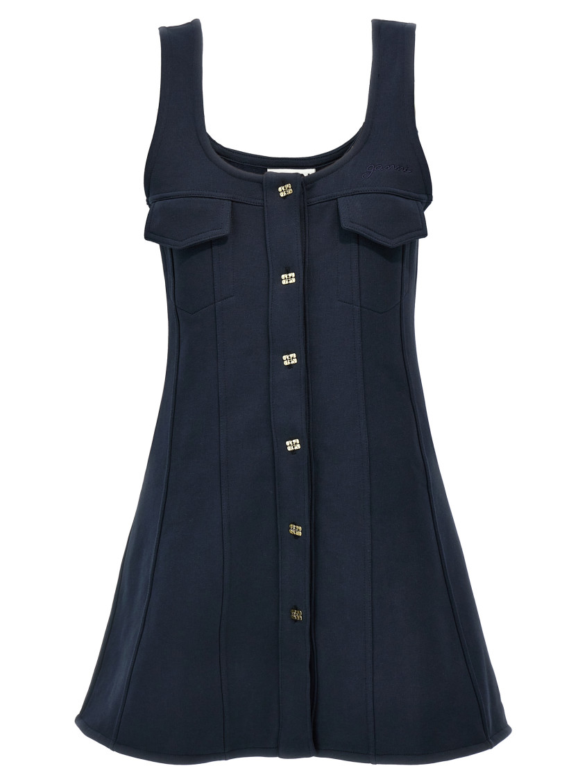 Ganni Women Mini Dress In Navy Blue