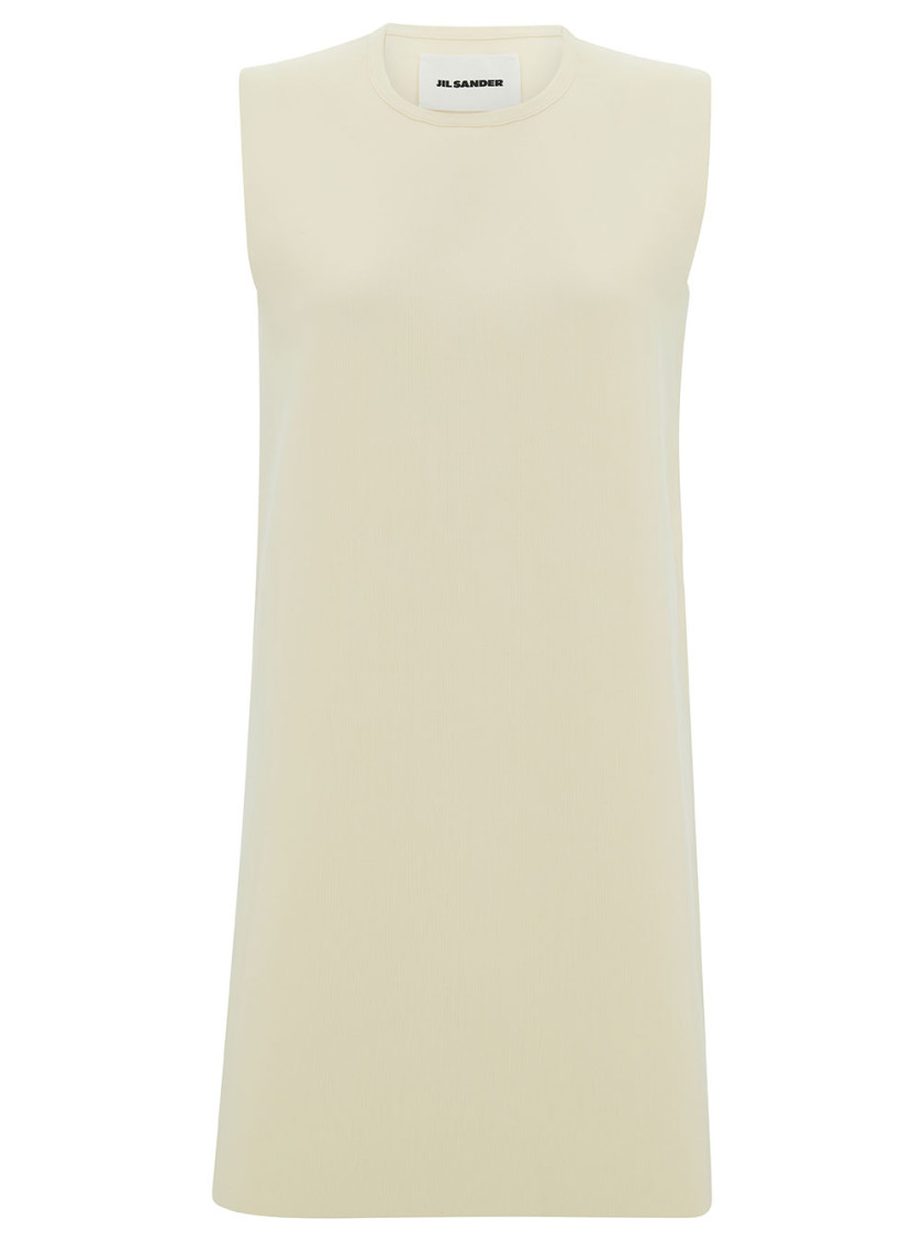 Jil Sander Sleeveless Round Neck A-line Dress In White