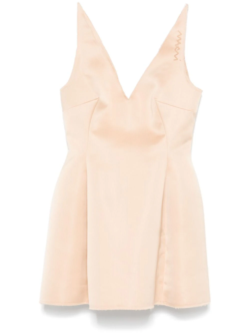 Marni Duchess Satin Mini Dress In Beige