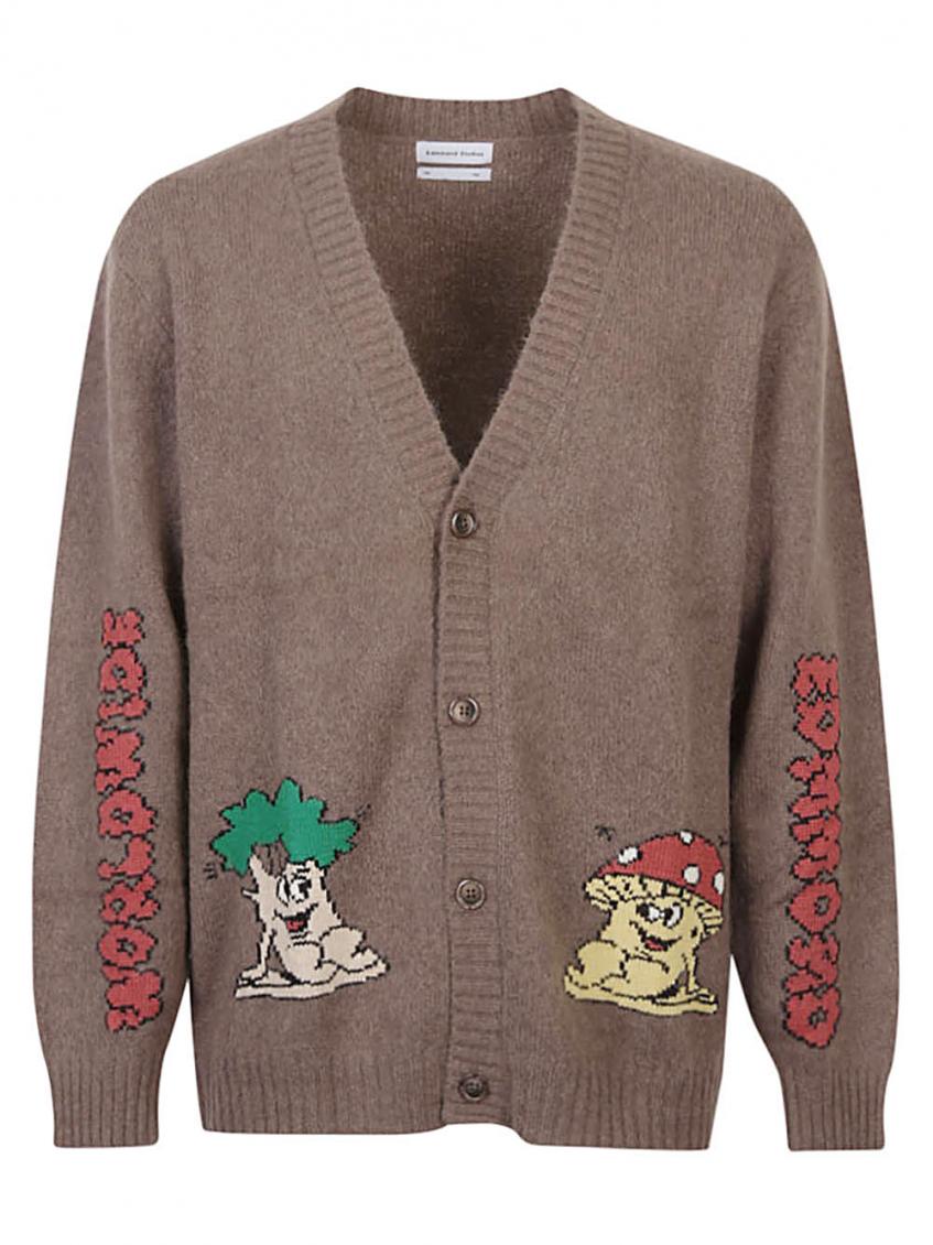 Edmmond Studios Wool Blend V-necked Cardigan In Brown