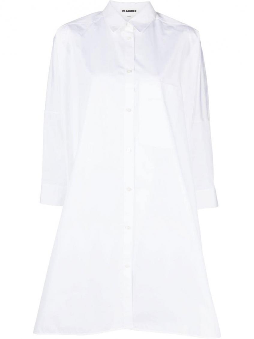 Jil Sander A-line Shirt Dress In White