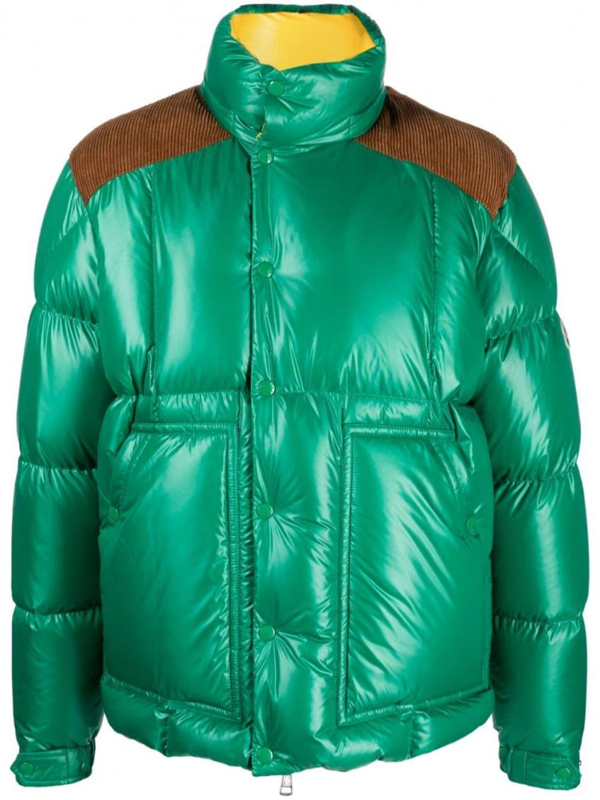 ダウンジャケット・コート Moncler Green Quilted Jacket In Nylon Moncler Green Panelled Puffer Jacket for Men Online USA at