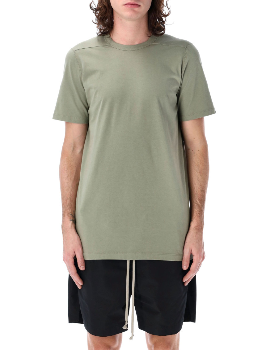 Rick Owens Celadon Cotton T-shirt With Elongated Hem In Green