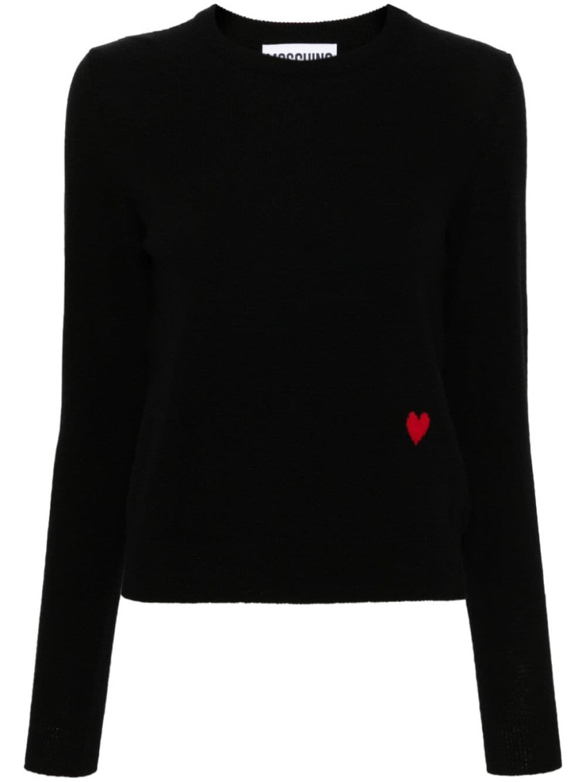 Moschino Black Wool Sweater With Logo In Black