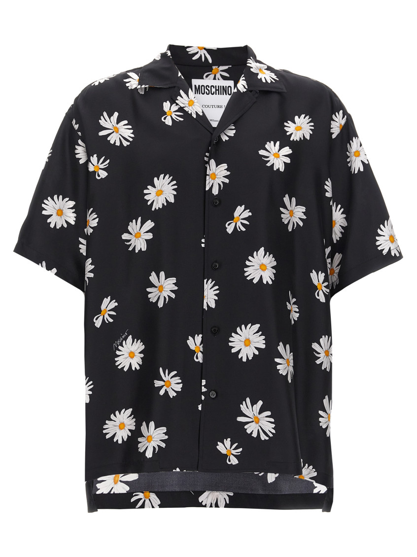 Moschino Twill Shirt Allover Daisy In Black