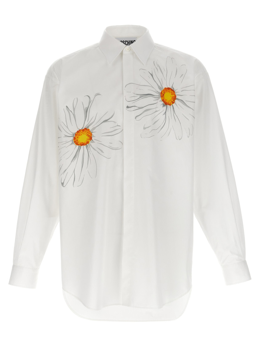 Moschino Floral-embroidered Buttoned Shirt In White