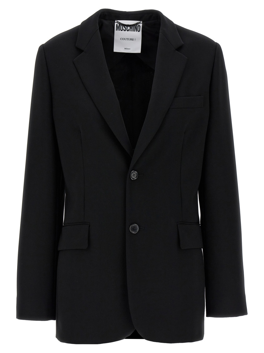 Moschino Single-breasted Blazer With Martingale Detail In Black