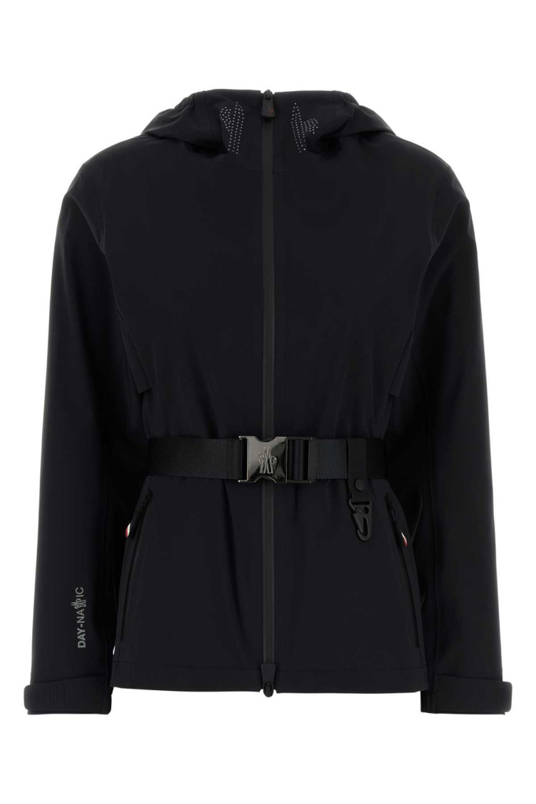 Moncler Stretch Nylon Jacket Adjustable Belt In Black