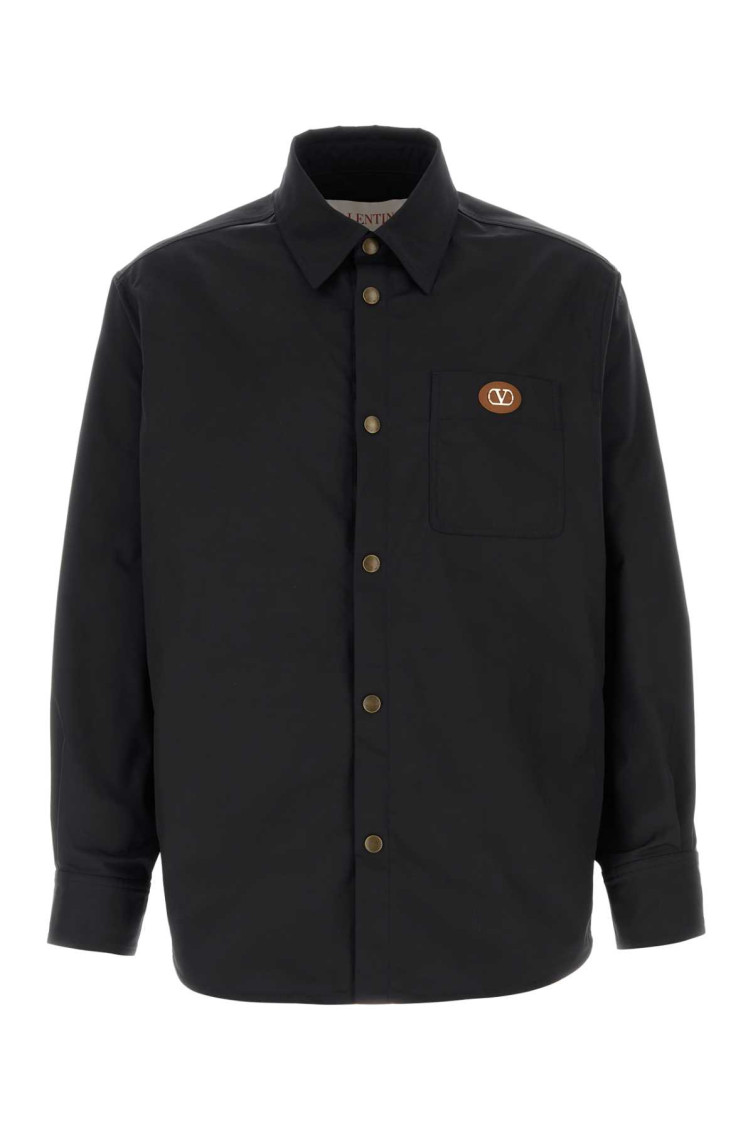 Valentino Garavani Man Shirt Black Size 38 Polyester, Elastomultiester In Black