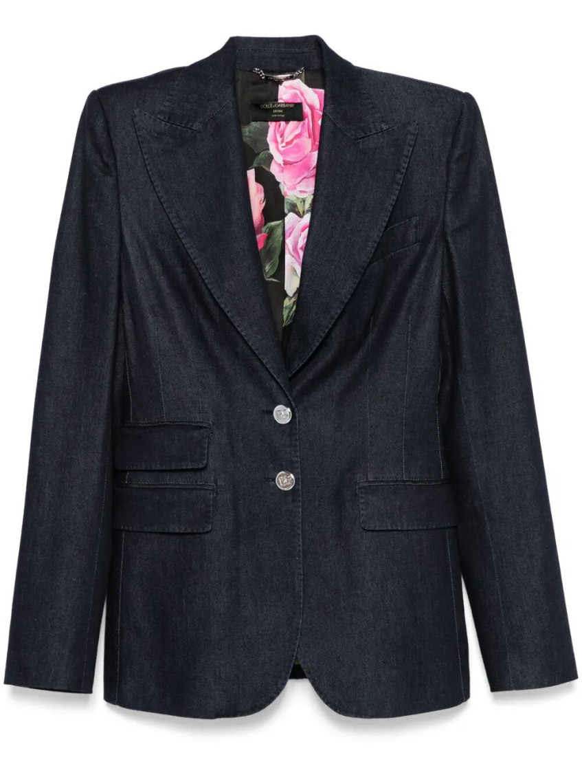 Shop Dolce & Gabbana Navy Single-breasted Blazer In Navy Blue