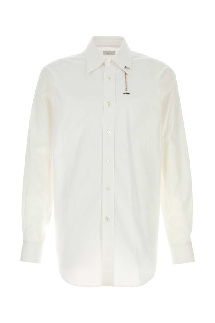 Alexander Mcqueen Classic Tailored Poplin Shirt For Men In White