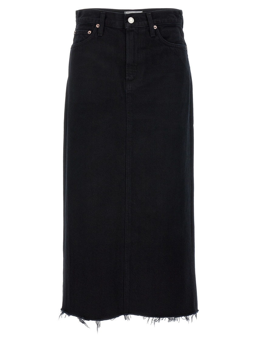 Shop Agolde Black Denim Skirt