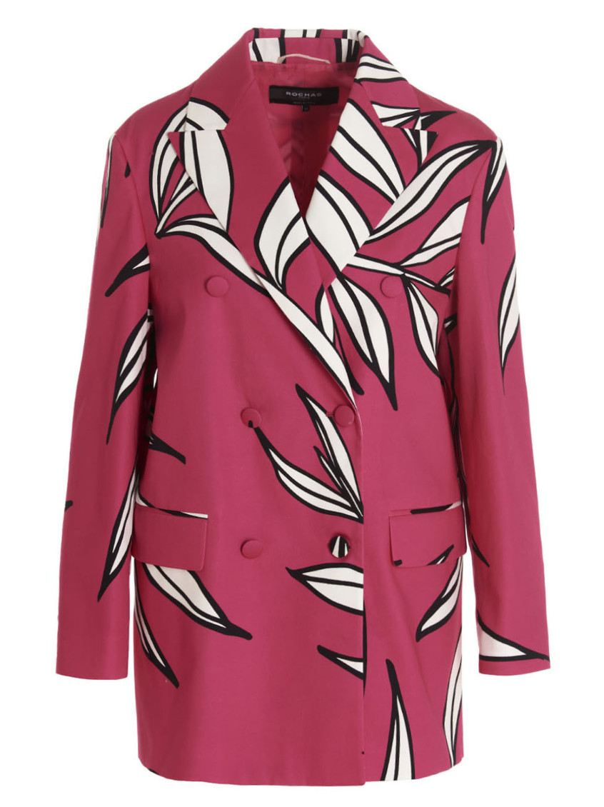 ジャケット ROCHAS Floral print blazer jacket Fuchsia ROWW15014ARW150X Rochas Fuchsia Floral Print Blazer Jacket for Women Online