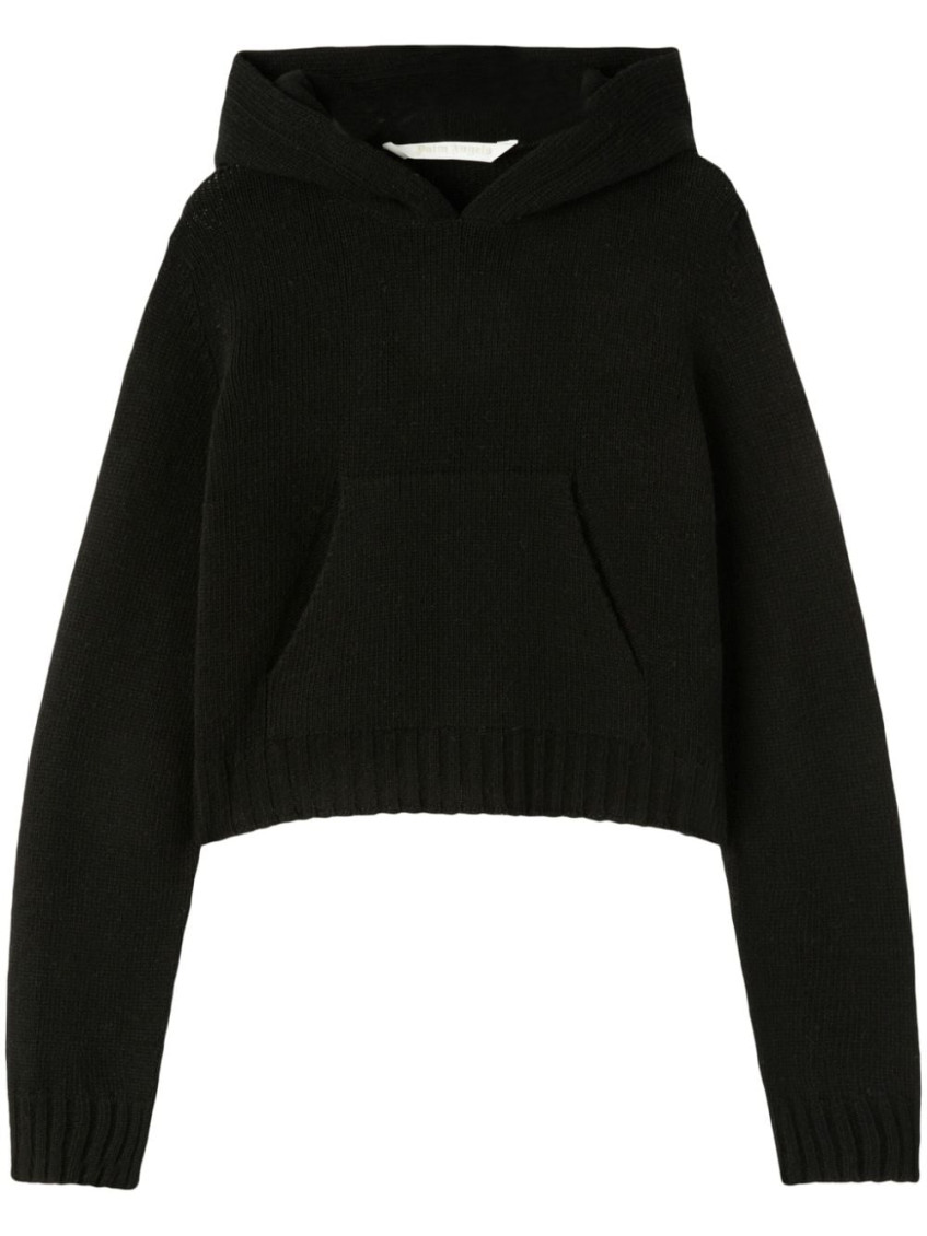 Shop Palm Angels Black Logo Wool Blend Hoodie