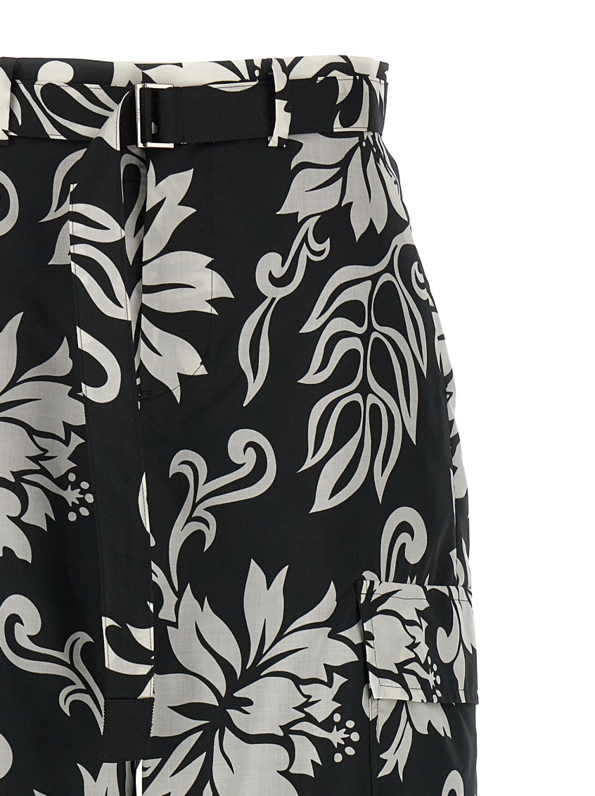 Sacai BlackWhite Floral Print Trousers for Women Online USA