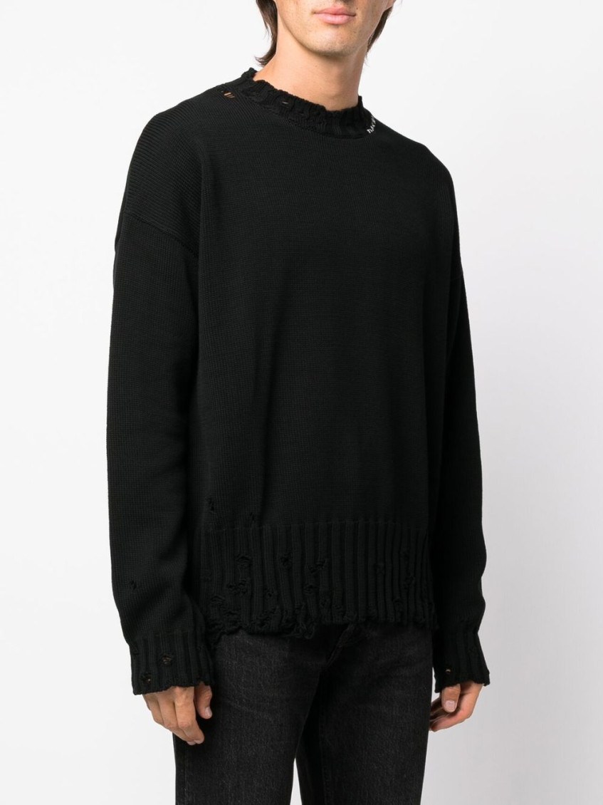 Marni Black Distress-knit Sweater for Men Online USA at Darveys.com