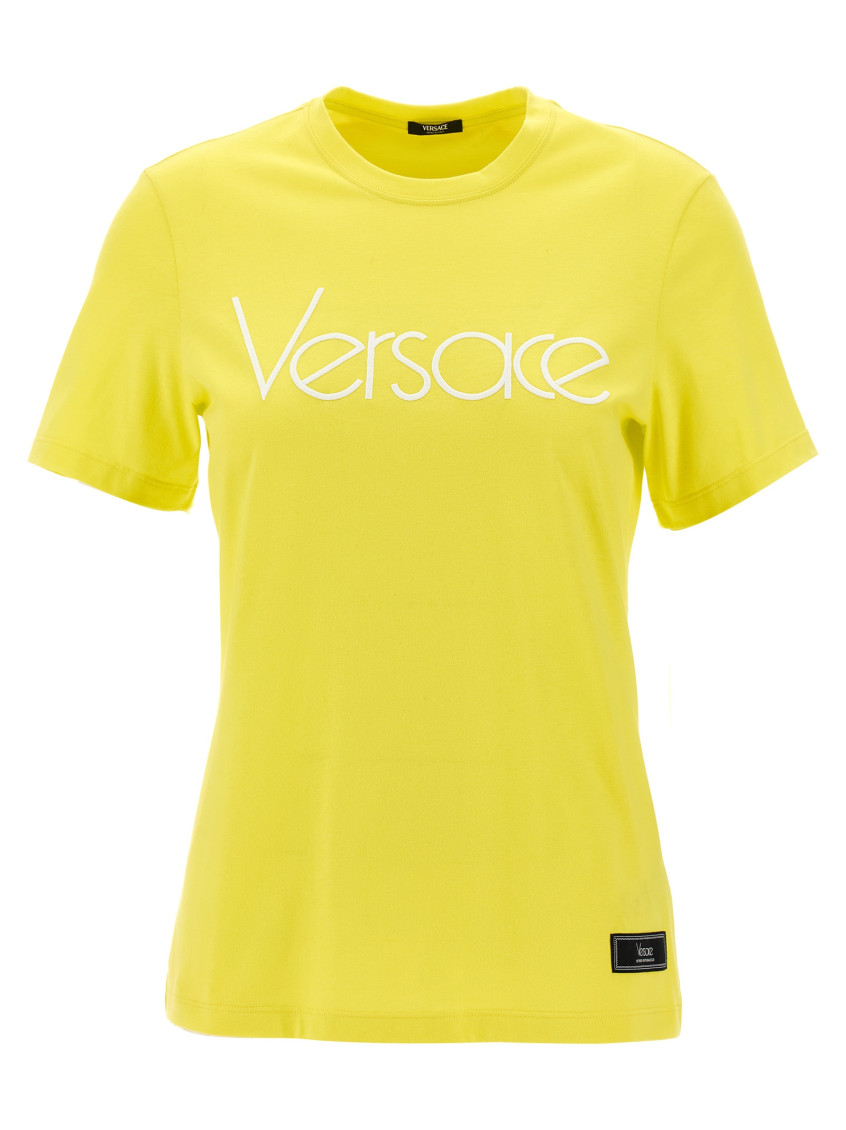 Versace Yellow Logo Embroidery T-shirt for Women Online USA