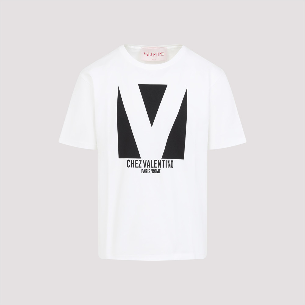 Shop Valentino White Cotton Chez T-shirt