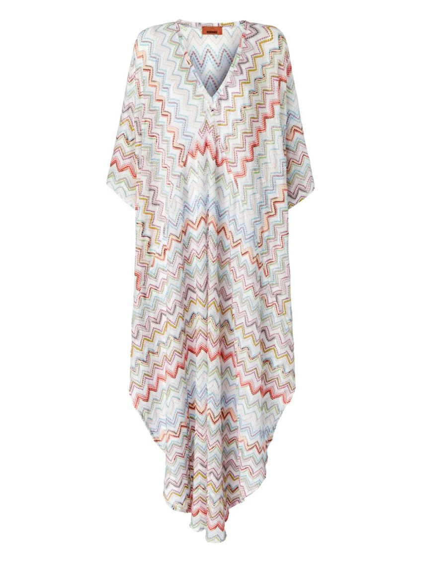 Shop Missoni Multicolor Long Kaftan With 3d Zig Zag Lame