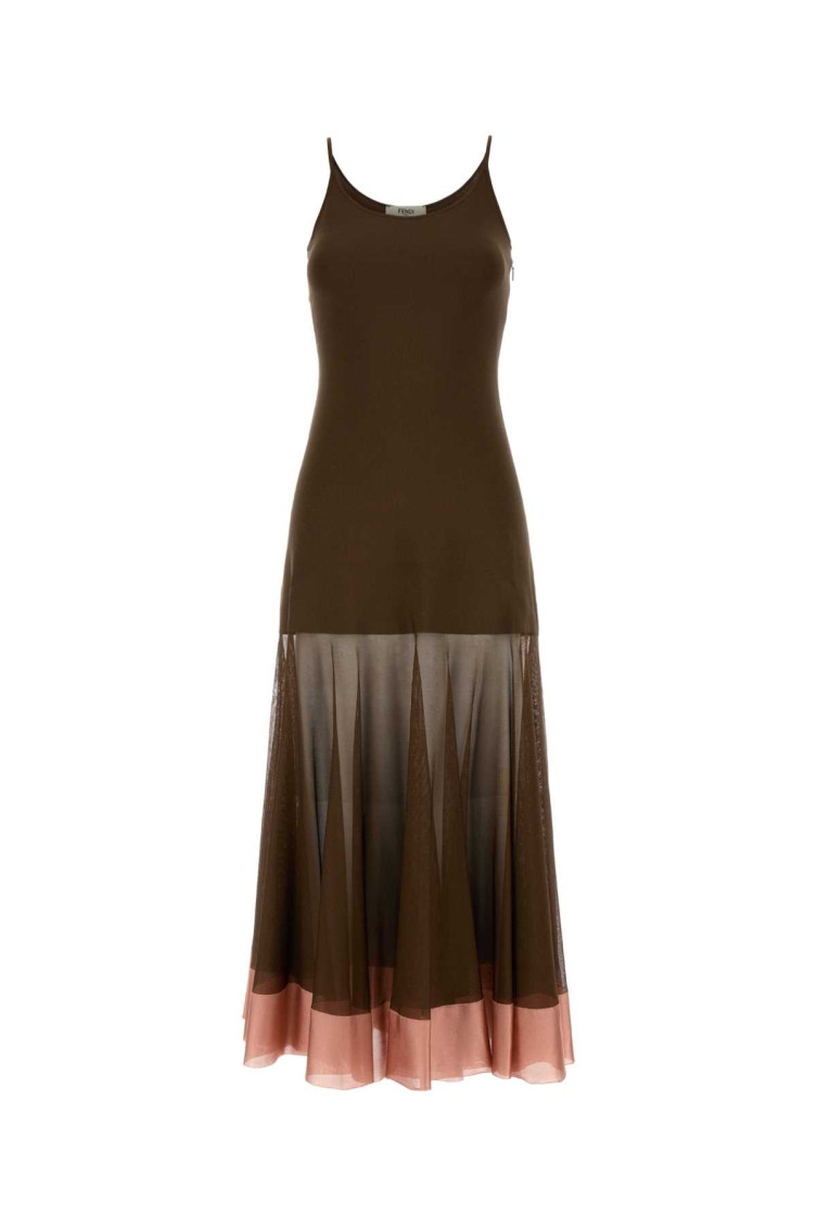 Fendi Chocolate Viscose Blend Dress In Brown