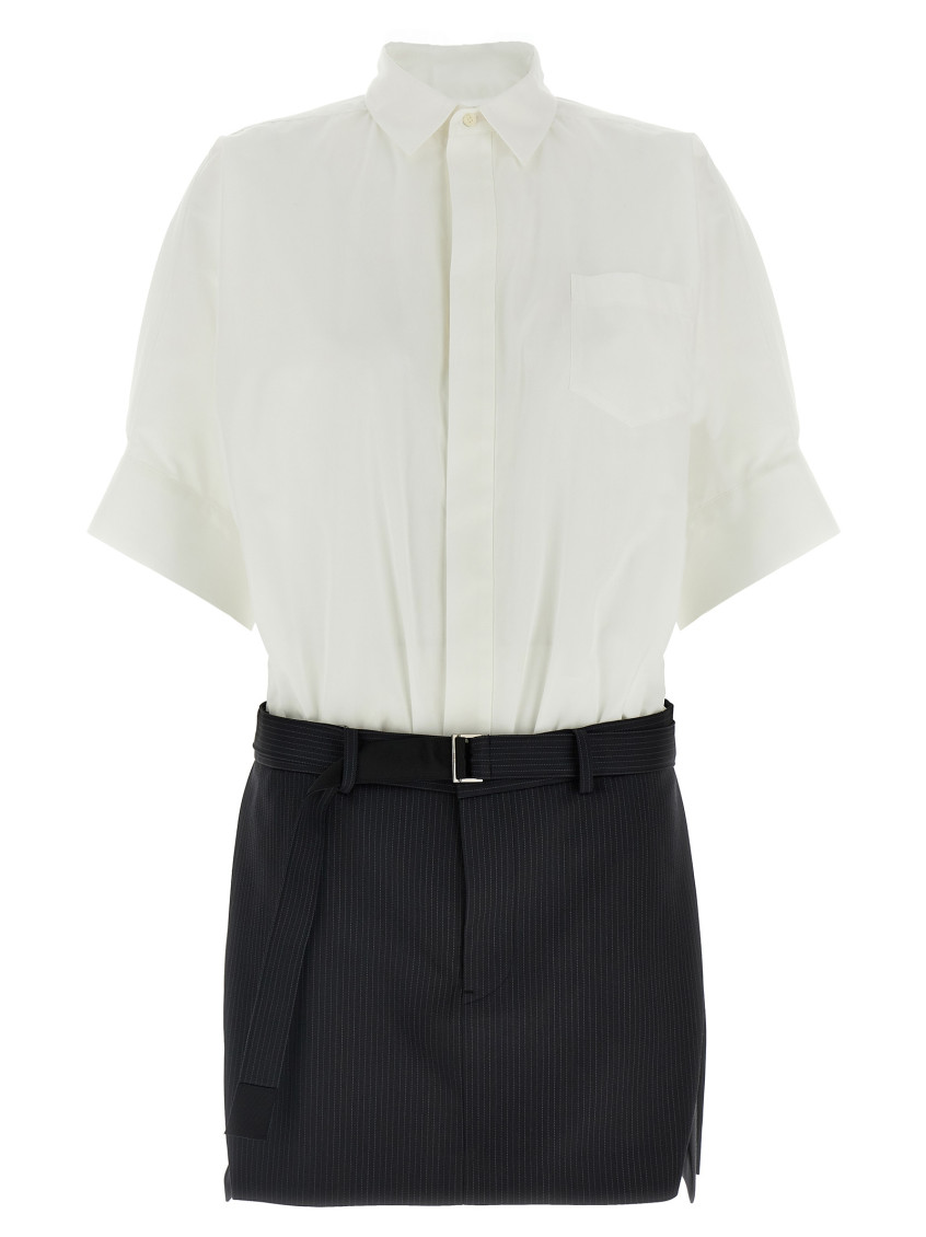 Shop Sacai Blackwhite Shirt Dress