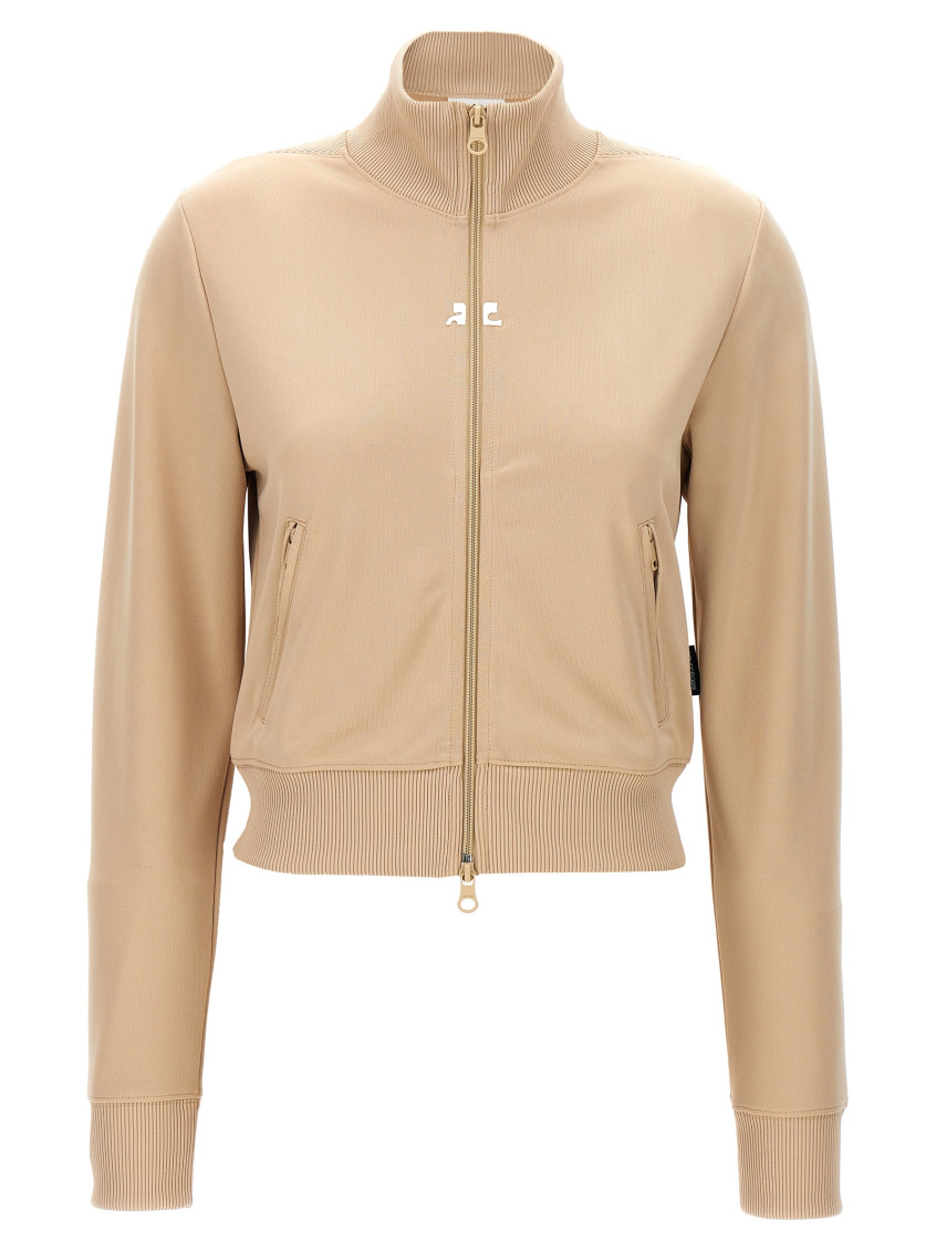 Courrèges Beige Interlock Track Sweatshirt In Beige