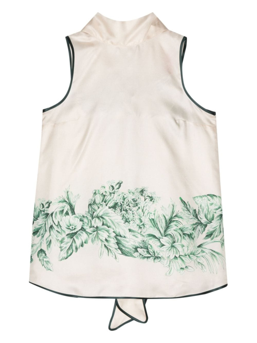 F.r.s For Restless Sleepers For Restless Sleepers Silk Printed Top In Green