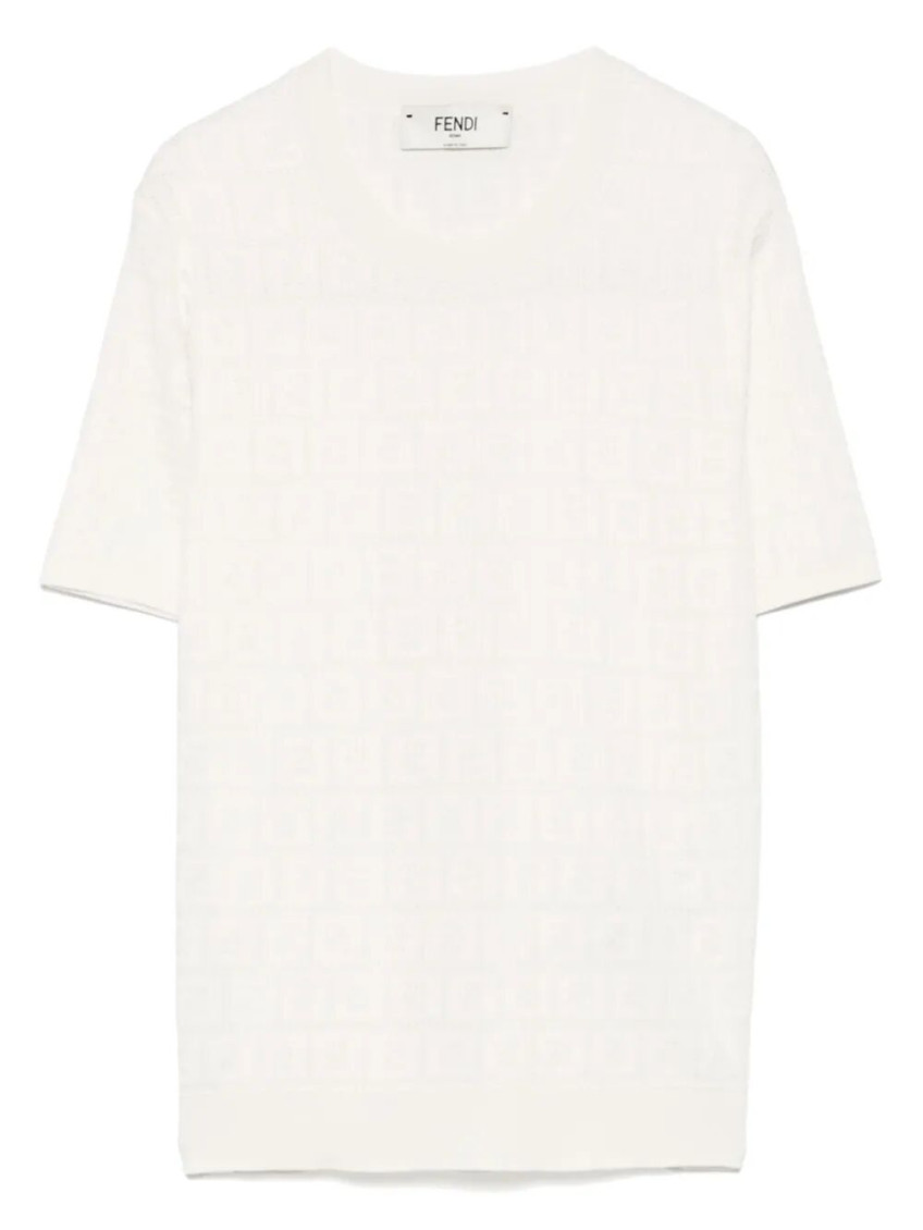 Fendi Ff Cotton And Viscose Short Sleeved Jumper