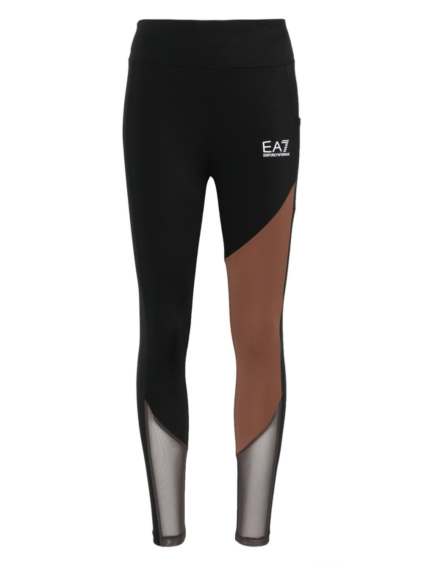 Shop Ea7 Black Colorblock Nylon Leggings