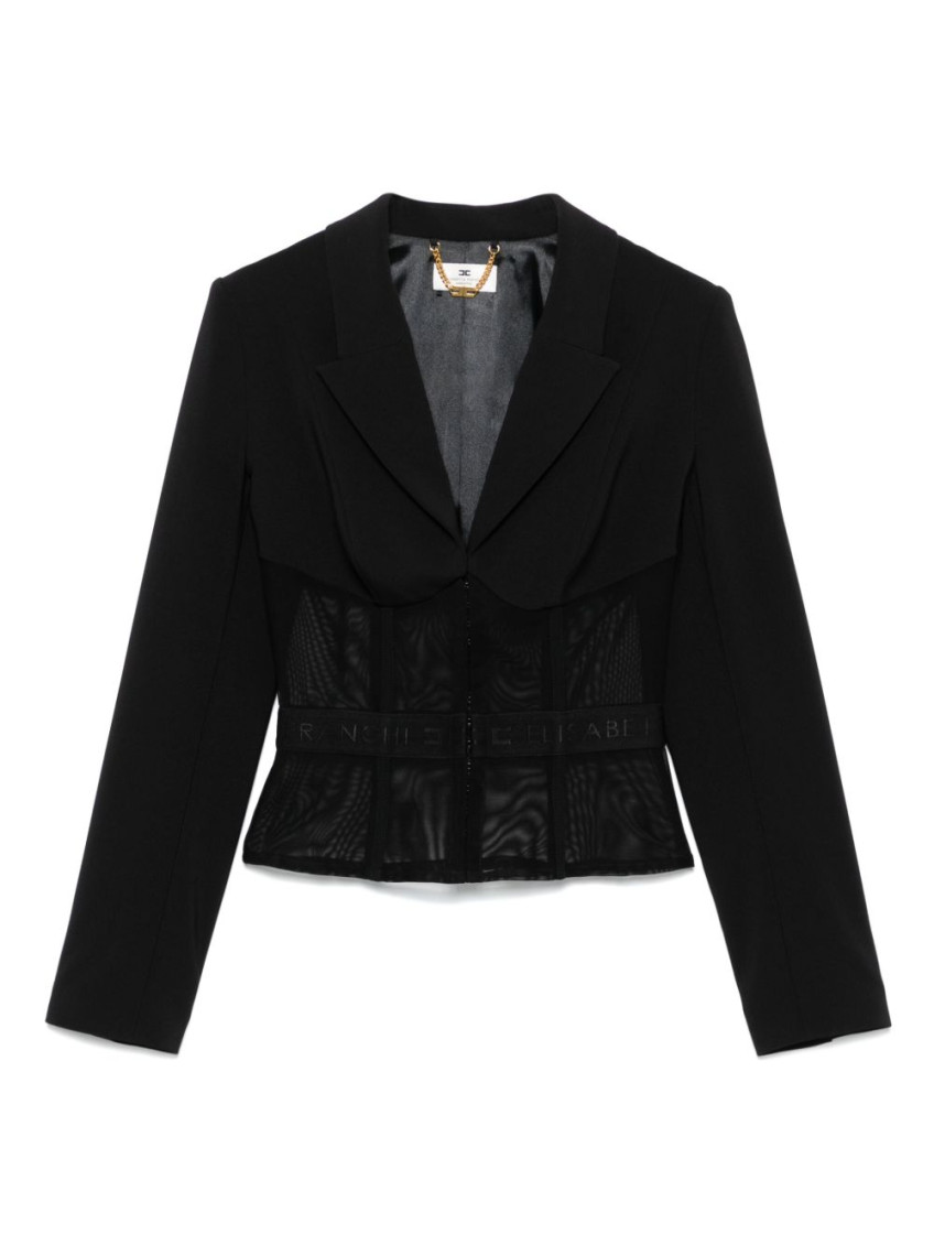 Elisabetta Franchi Tailored Blazer With Sheer Tulle Panels