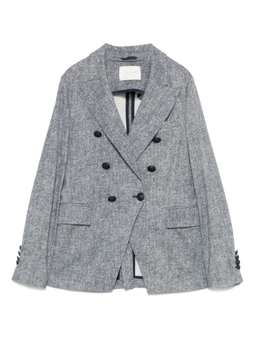 Circolo 1901 Blue Cotton Double-breasted Blazer