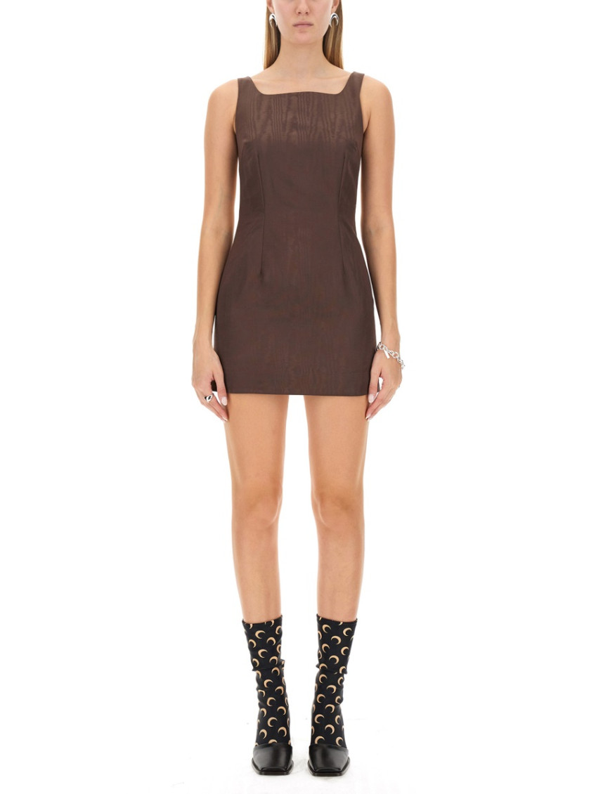 brown marine serre dress Marine Serre dress Moon Printed Flou Long Slip Dress brown color WDR302A at PRM US