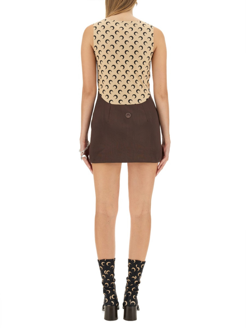 marine serre dress brown MARINE SERRE ALL OVER MOON MAXI DRESS