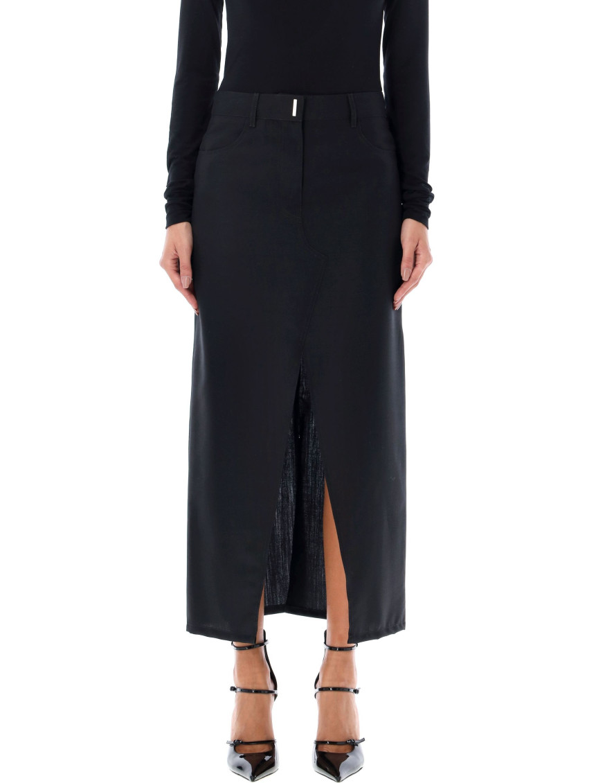 スカート GIVENCHY FW23 LONG SKIRT WITH FRONT SPLIT (BW40RK 108W001) Givenchy Black LONG SKIRT WITH FRONT SPLIT for Women Online