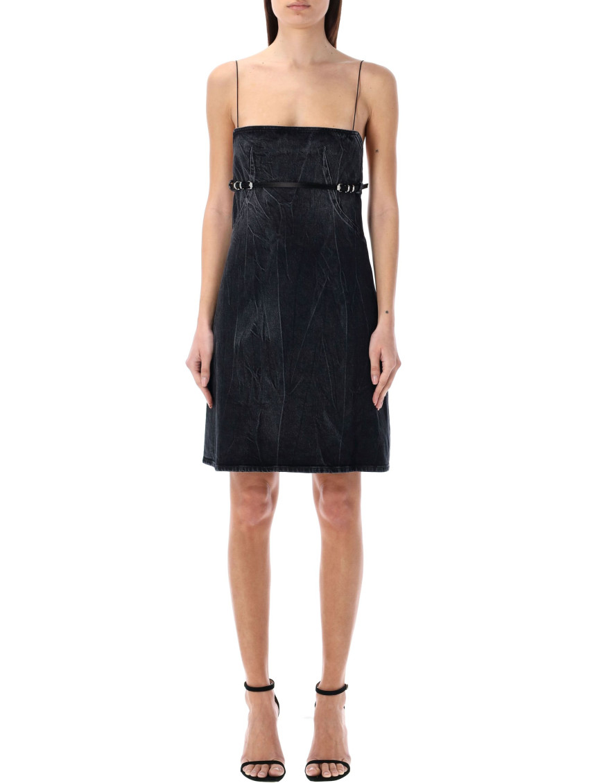 Shop Givenchy Black Straps Denim Mini Dress