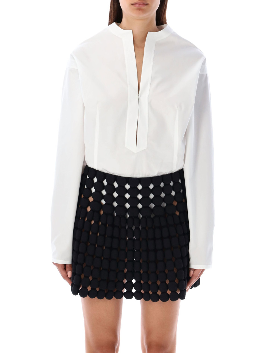 Alaïa White V-neck Body Shirt For Women In White