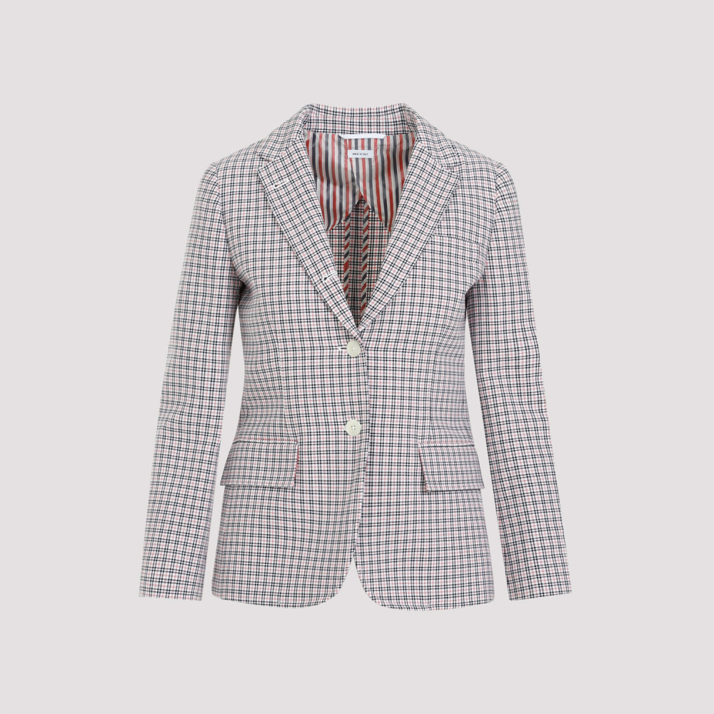 Thom Browne Checked Single-breasted Blazer In Multicolor