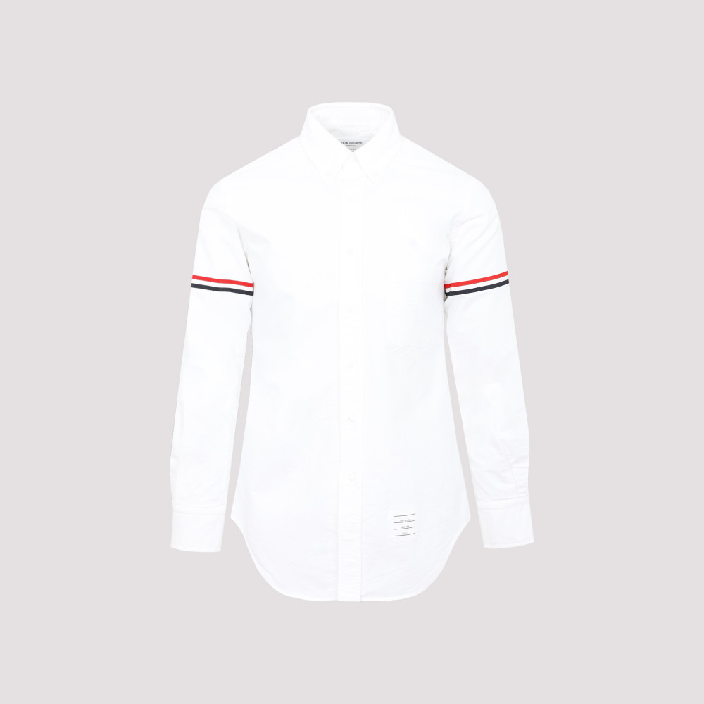 Thom Browne Cotton Shirt With Chest Pocket And Cuffed Sleeves In White