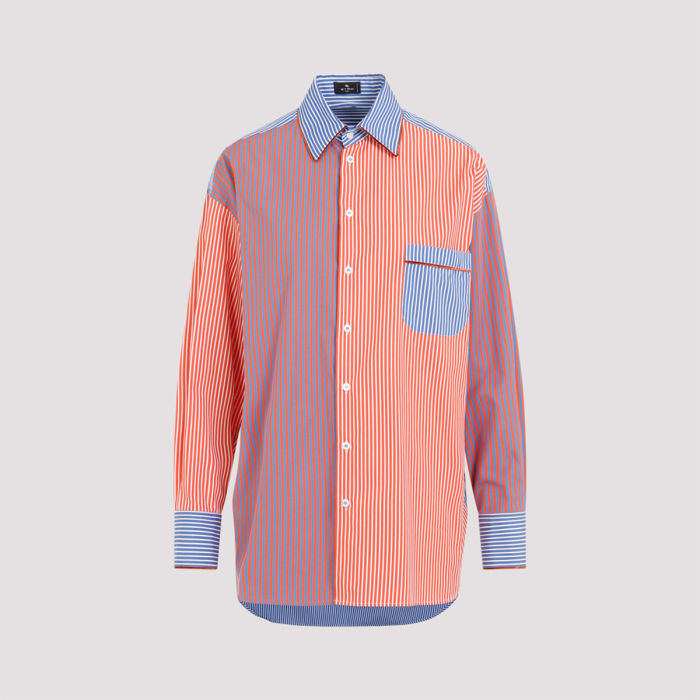 Etro Oversized Striped Cotton Poplin Patchwork-style Shirt In Multicolor